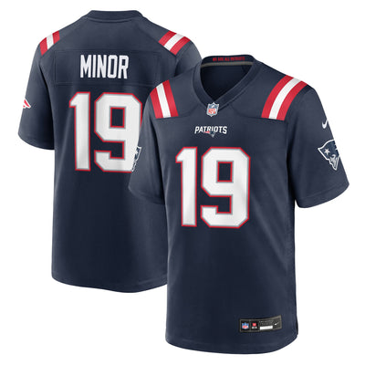 New England Patriots Kobee Minor Nike Navy Team Game Jersey