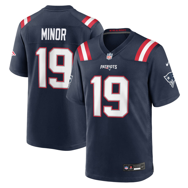 New England Patriots Kobee Minor Nike Navy Team Game Jersey