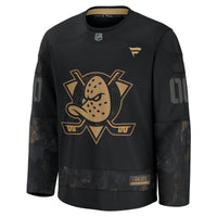 Anaheim Ducks Fanatics Black 2024 Military Appreciation Custom Practice Jersey