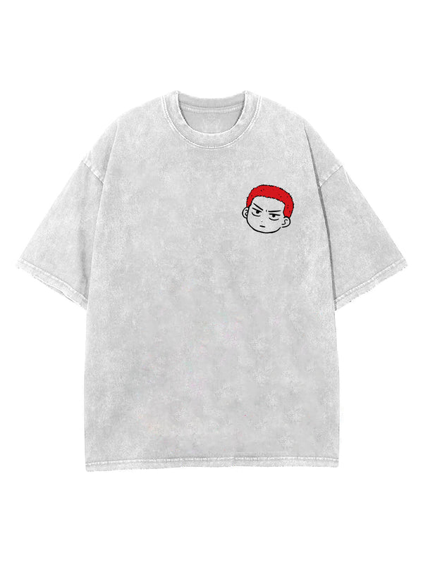 Washed grey t-shirt with Hanamichi Sakuragi Slam Dunk Built in Game graphic – photo 2