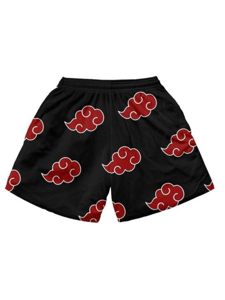 Black shorts with Akatsuki Cloud Naruto Clouds graphic – photo 2