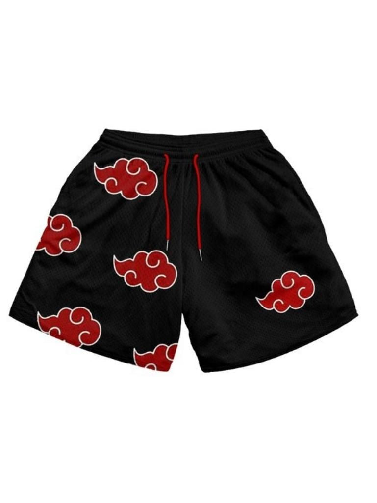 Black shorts with Akatsuki Cloud Naruto Clouds graphic – photo 1