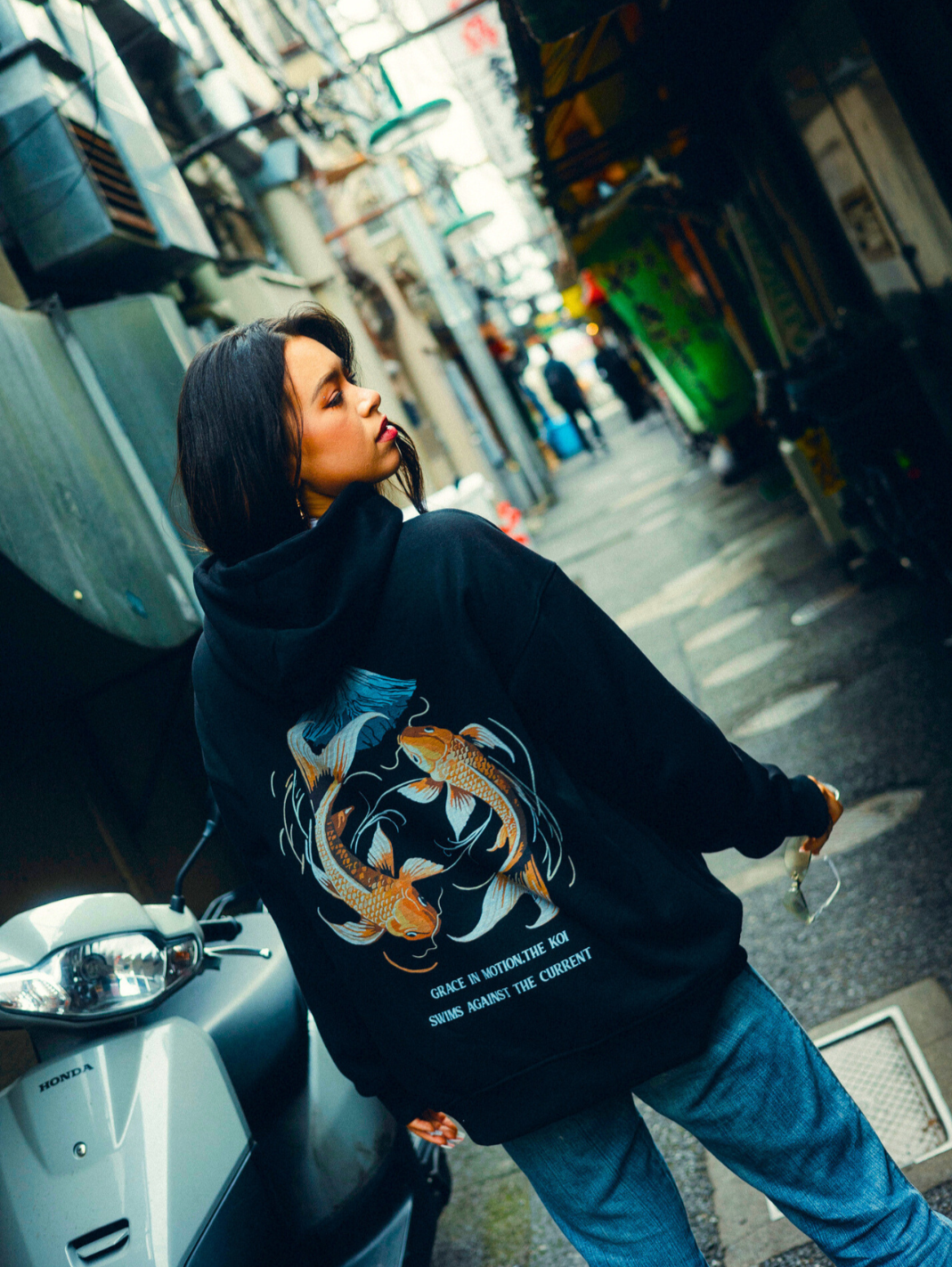 Black hoodie with Koi Fish Koi Fish graphic – photo 3