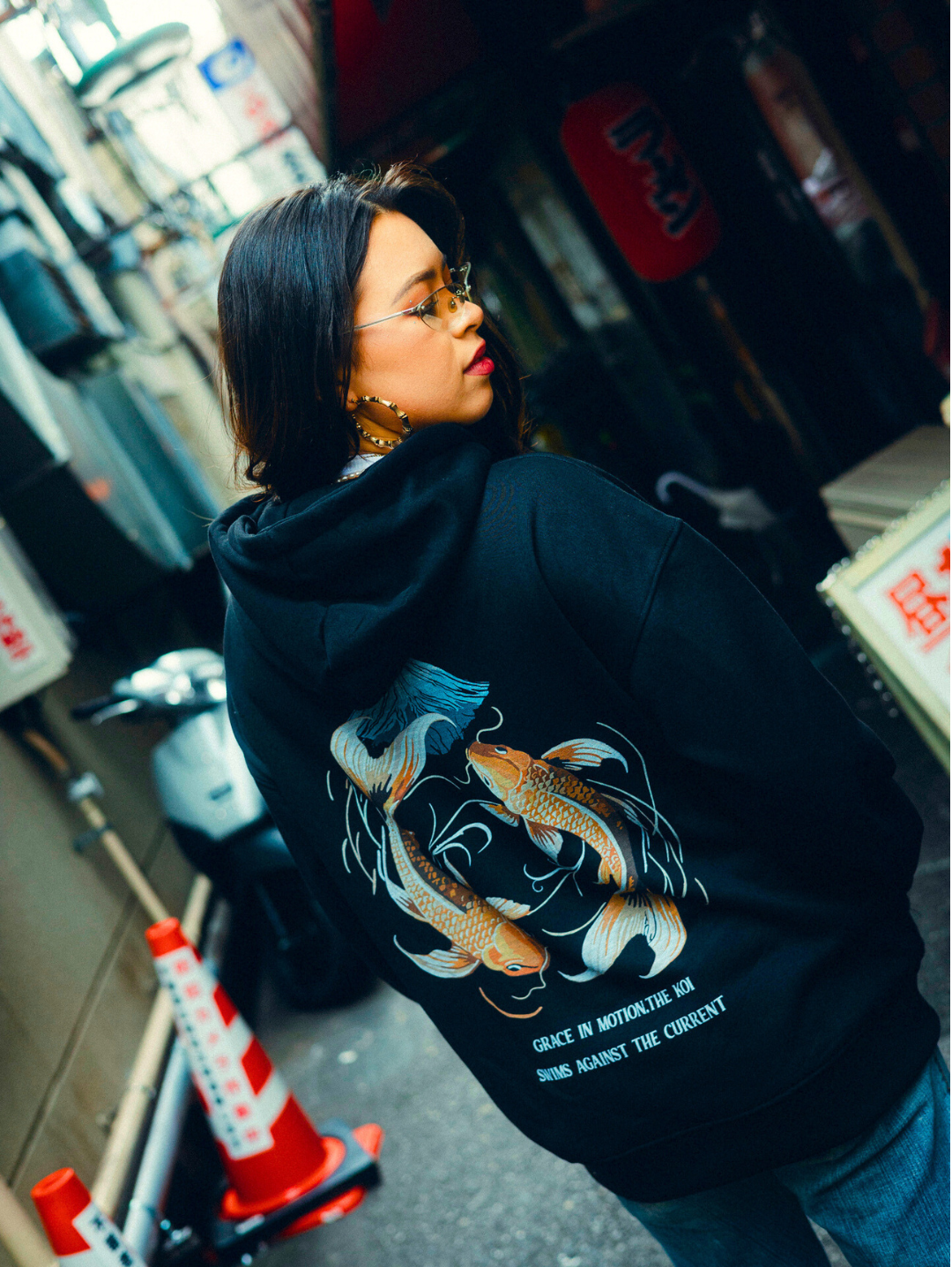 Black hoodie with Koi Fish Koi Fish graphic – photo 4