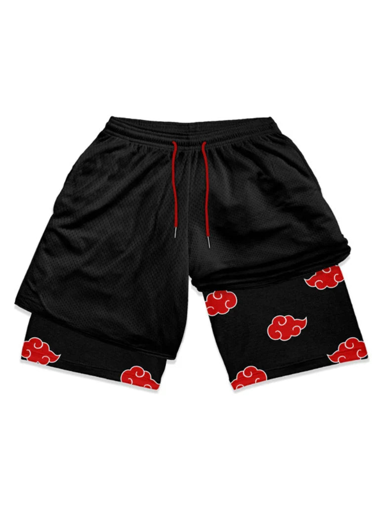 Black shorts with Akatsuki Naruto Rebellious Mercenaries graphic – photo 1