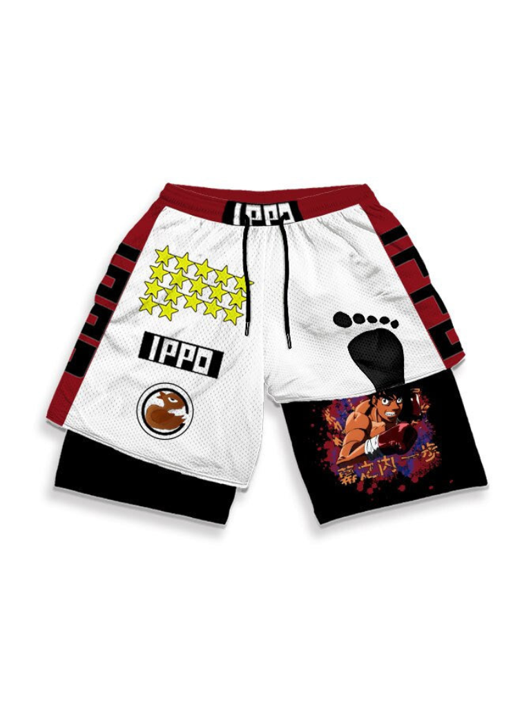 White shorts with Ippo Makunouchi Hajime No Ippo Ippo Hook graphic – photo 1