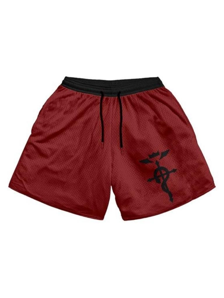 Maroon shorts with Edward Elric Fullmetal Alchemist Metal Red graphic – photo 1
