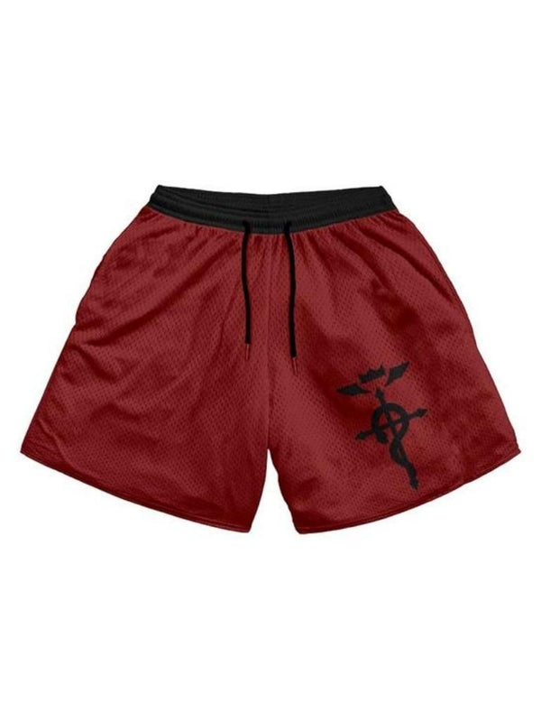 Maroon shorts with Edward Elric Fullmetal Alchemist Metal Red graphic – photo 1