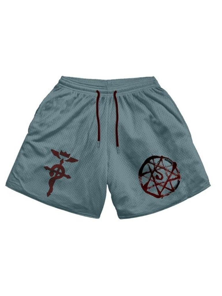 Slate blue shorts with Edward Elric Fullmetal Alchemist Full Metal Alchemist graphic – photo 1