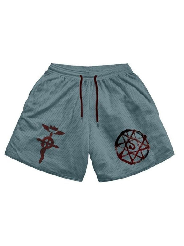 Slate blue shorts with Edward Elric Fullmetal Alchemist Full Metal Alchemist graphic – photo 1