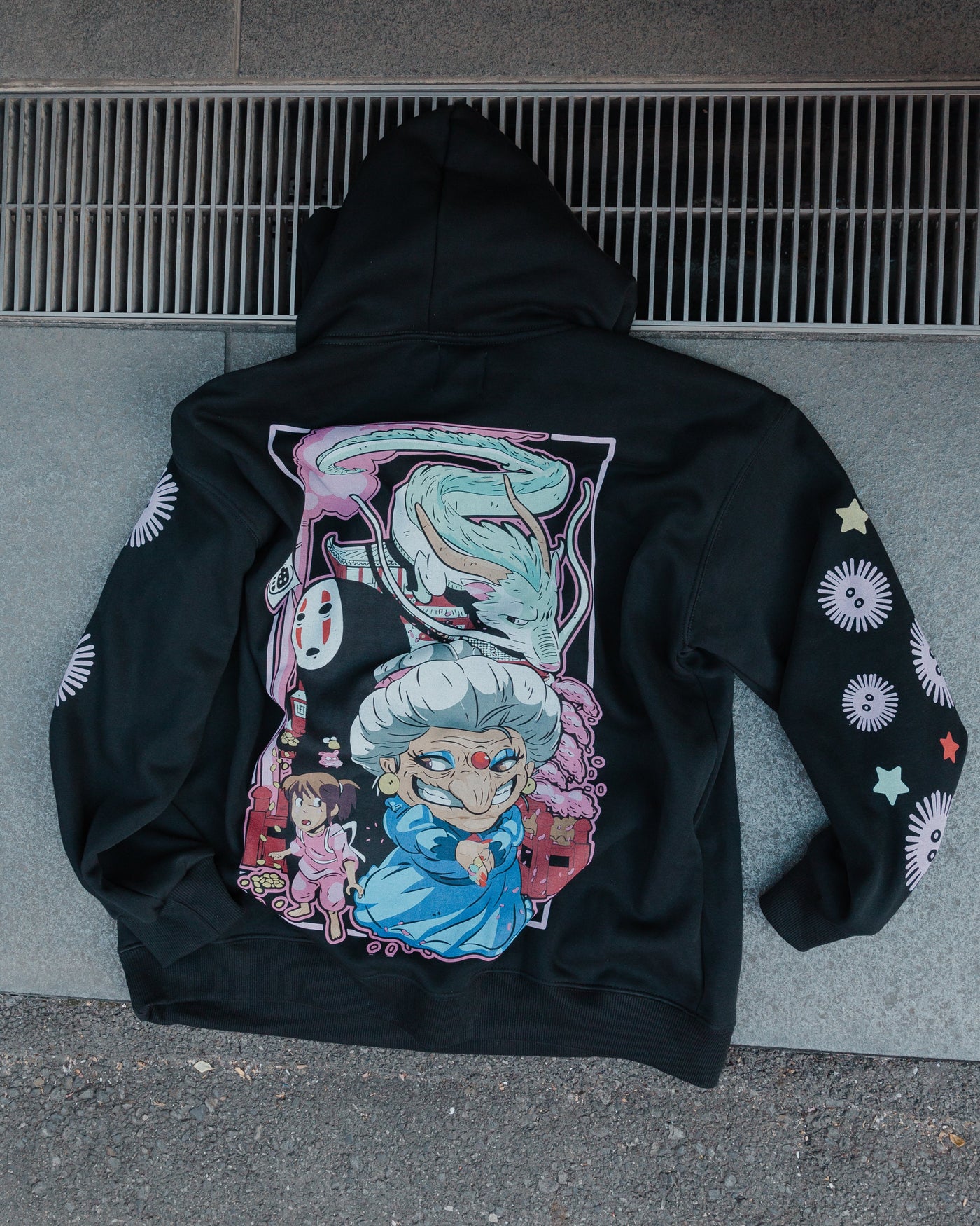 Black hoodie with Yubaba, Haku and Chihiro Spirited Away Spirited Away graphic – photo 5
