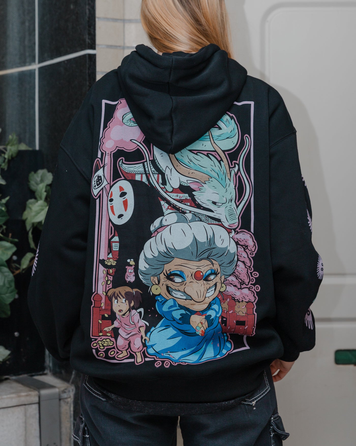 Black hoodie with Yubaba, Haku and Chihiro Spirited Away Spirited Away graphic – photo 4