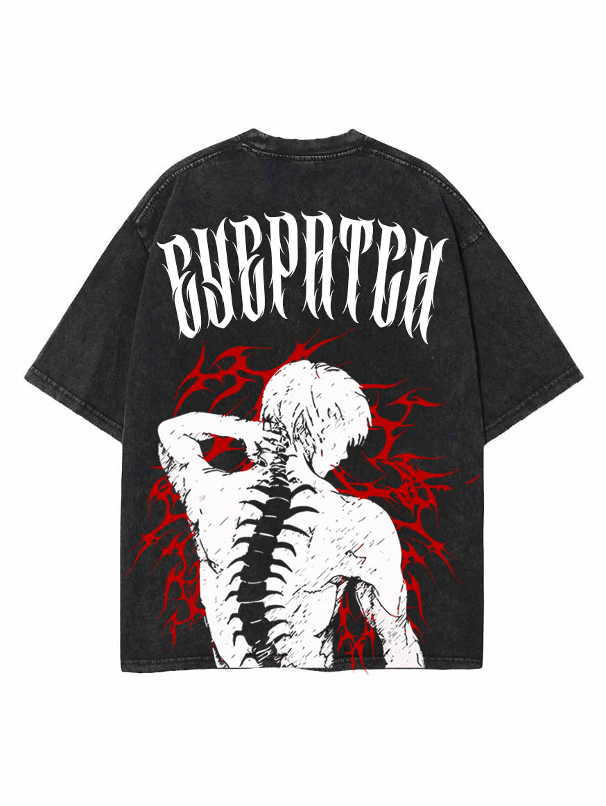 Washed black t-shirt with Ken Kaneki Tokyo Ghoul One Eyed King graphic – photo 1