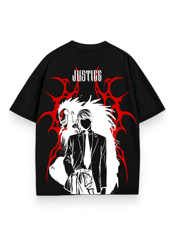 Black t-shirt with Light Yagami Death Note Cruel Justice graphic – photo 1