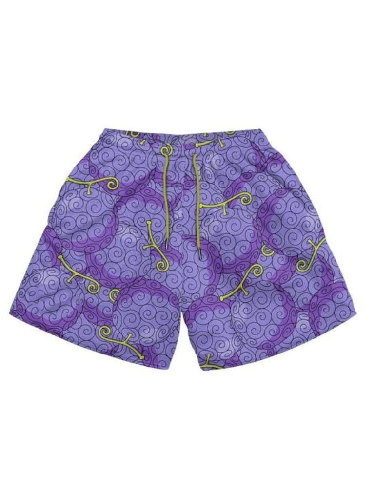 Purple shorts with Gomu Gomu no Mi (Devil Fruit) One Piece Devil Fruit graphic – photo 1