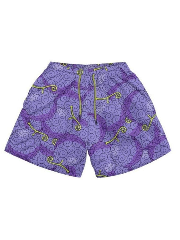 Purple shorts with Gomu Gomu no Mi (Devil Fruit) One Piece Devil Fruit graphic – photo 1