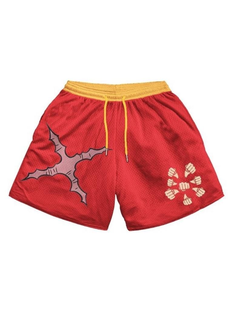 Red shorts with Monkey D. Luffy One Piece Rubber graphic – photo 1