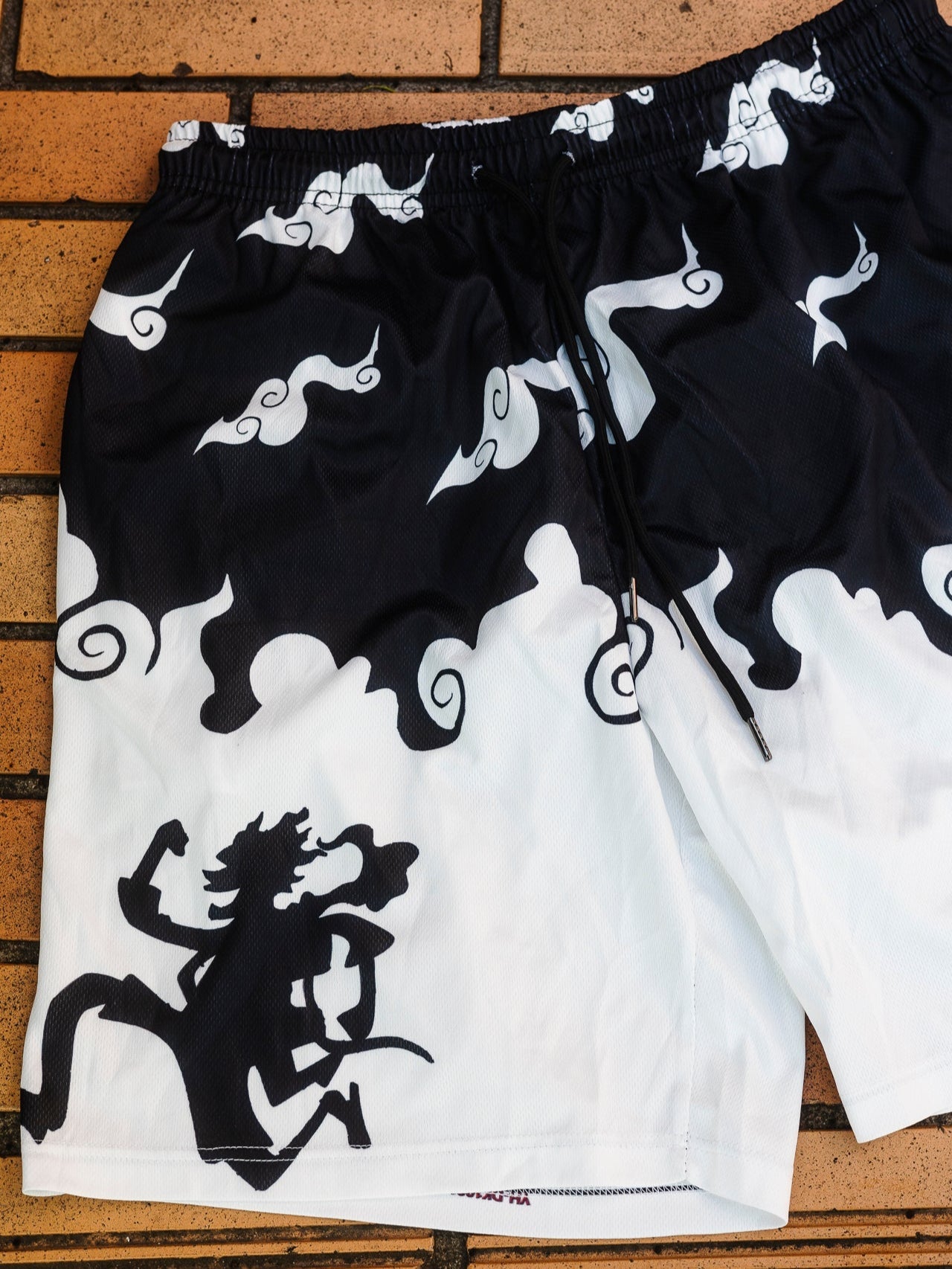 Black shorts with Monkey D. Luffy One Piece Sun God Shorts (v1) graphic – photo 4