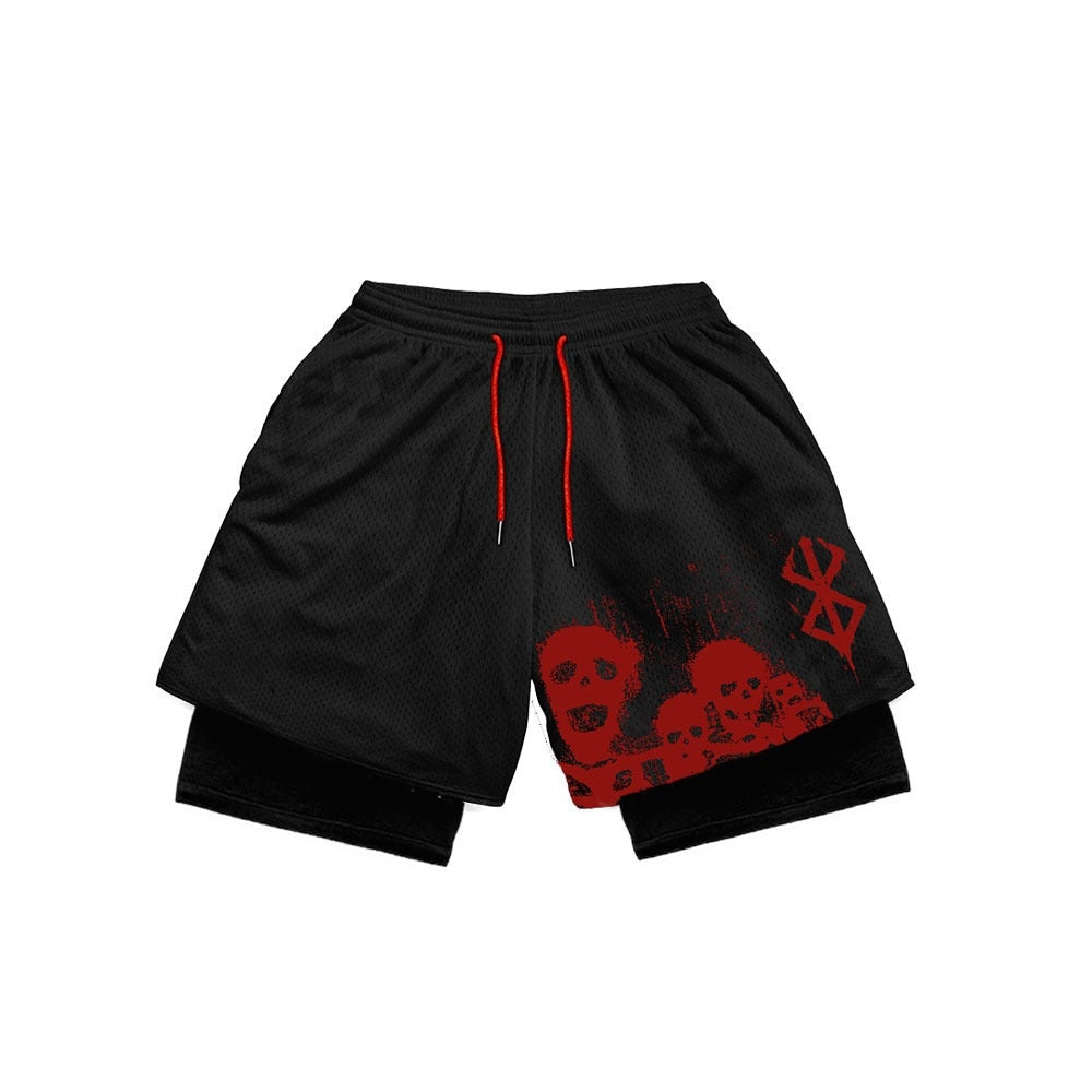Black shorts with Brand of Sacrifice Berserk Skulls Black graphic – photo 1