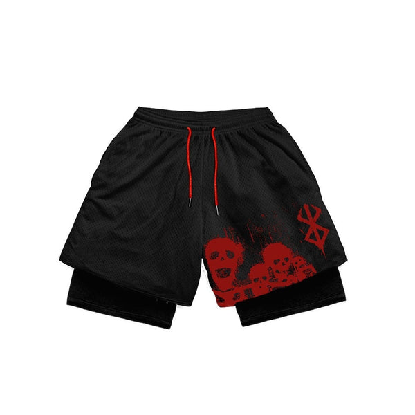 Black shorts with Brand of Sacrifice Berserk Skulls Black graphic – photo 1
