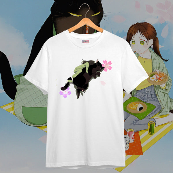 Yukichi & Saku Snoozing Classic White - The Masterful Cat Is Depressed Again Today Oversized Tee