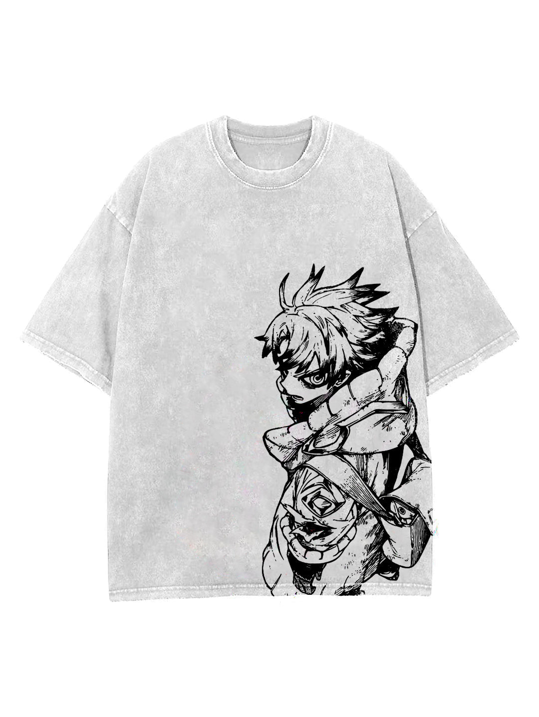 Washed white t-shirt with Rudeus Greyrat Mushoku Tensei Rudo graphic – photo 1
