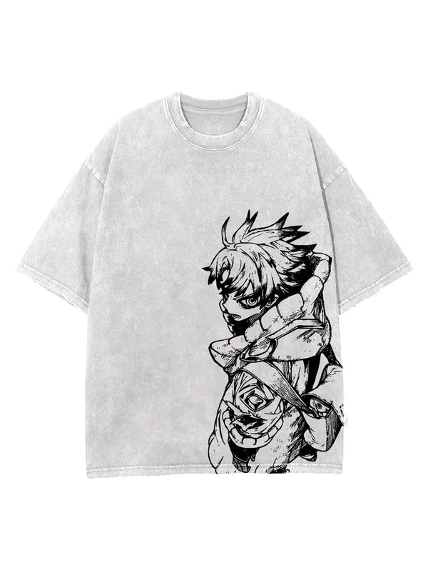 Washed white t-shirt with Rudeus Greyrat Mushoku Tensei Rudo graphic – photo 1