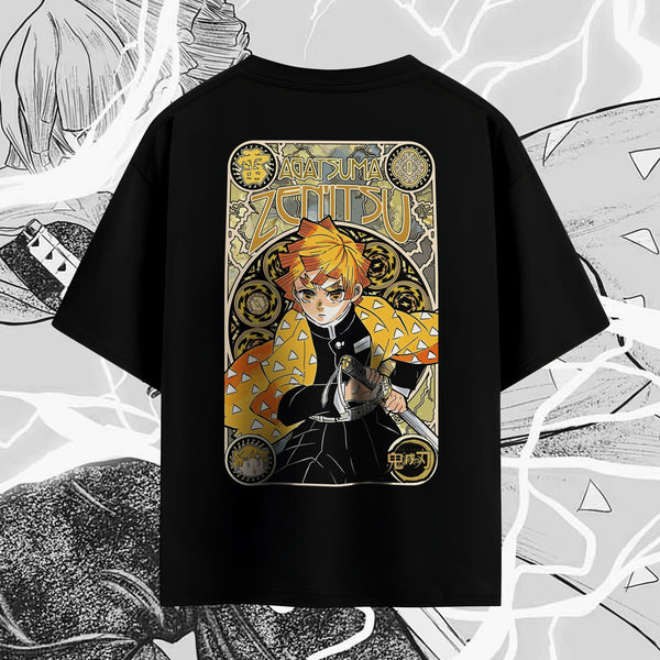 Zenitsu Thunder Card - Demon Slayer Oversized Tee