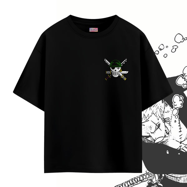 Zoro Pirate Flag Chest Print - One Piece Oversized Tee