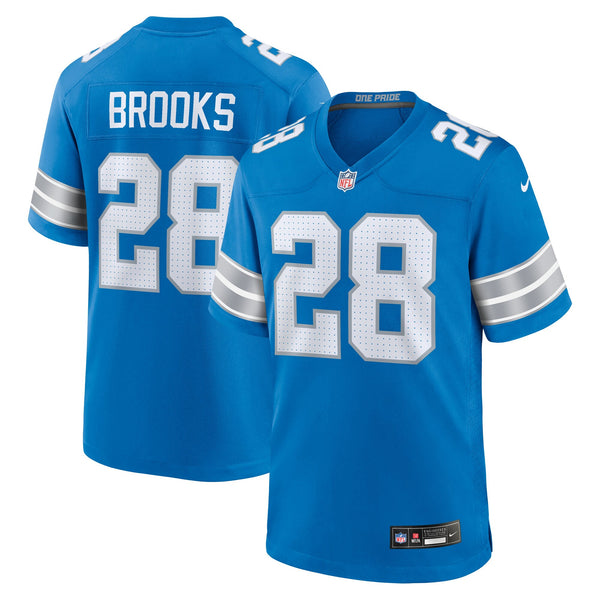 Detroit Lions Natrone Brooks Nike Blue Team Game Jersey