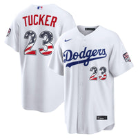 Fourth of July Los Angeles Dodgers Kyle Tucker Nike White USA 250 Stadium Jersey