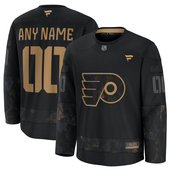 Philadelphia Flyers Fanatics Black 2024 Military Appreciation Custom Practice Jersey