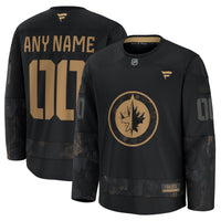 Winnipeg Jets Fanatics Black 2024 Military Appreciation Custom Practice Jersey