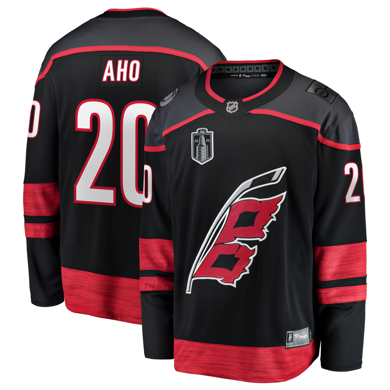 Carolina Hurricanes Sebastian Aho Fanatics Black 2026 Stanley Cup Final Home Breakaway Jersey