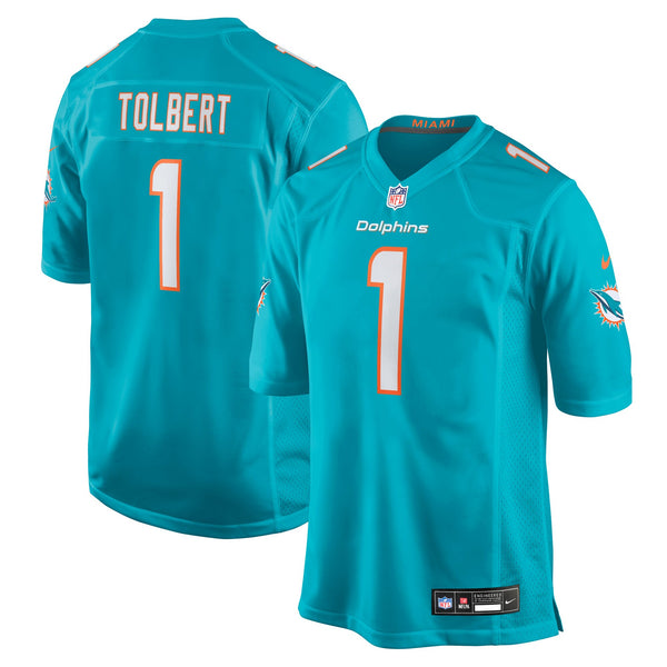 Miami Dolphins Jalen Tolbert Nike Aqua Team Game Jersey