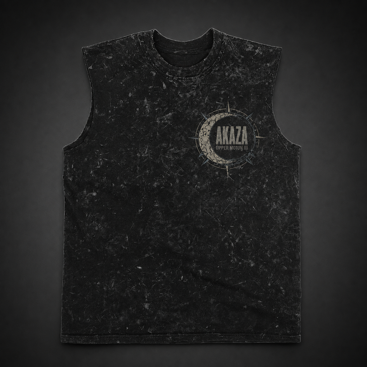 Washed black tank top with Akaza Demon Slayer Upper Moon Three graphic – photo 2