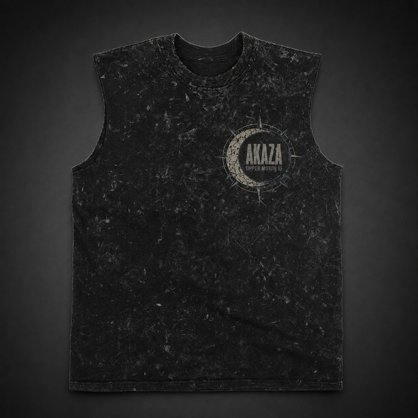 Washed black tank top with Akaza Demon Slayer Upper Moon Three graphic – photo 2