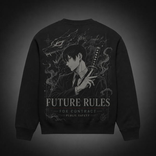 Black sweatshirt with Aki Hayakawa Chainsaw Man Fox Contract graphic – photo 1