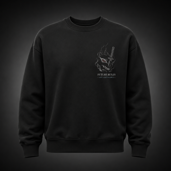 Black sweatshirt with Aki Hayakawa Chainsaw Man Fox Contract graphic – photo 2