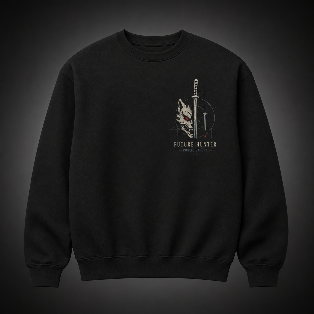 Black sweatshirt with Aki Hayakawa Chainsaw Man Future Hunter graphic – photo 2