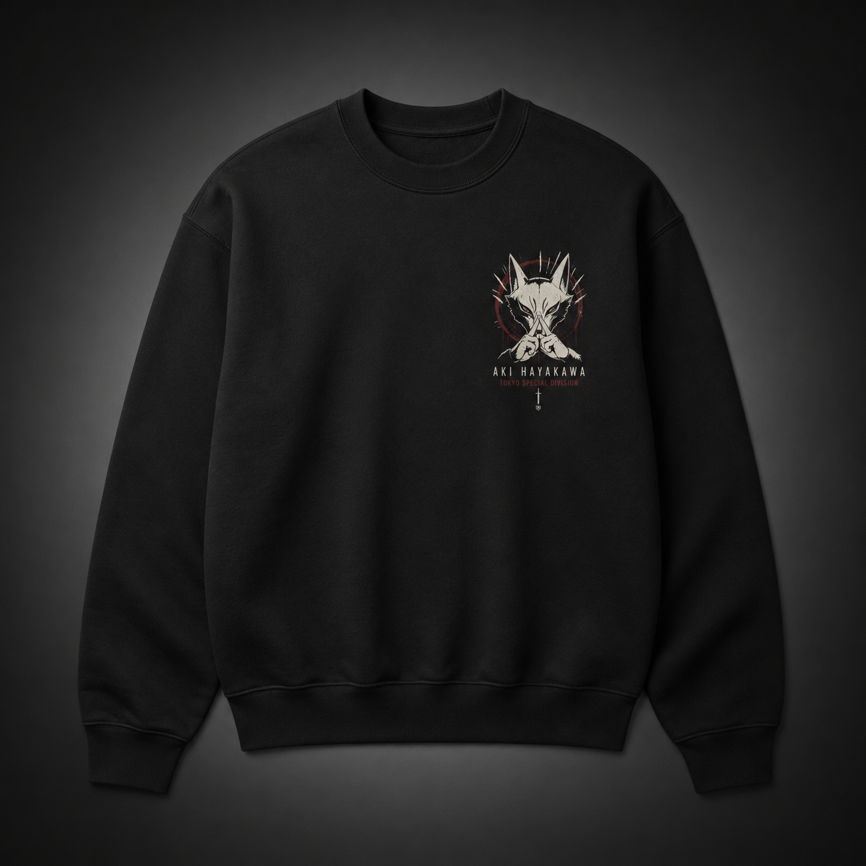 Black sweatshirt with Aki Hayakawa Chainsaw Man Special Division graphic – photo 2