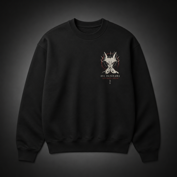 Black sweatshirt with Aki Hayakawa Chainsaw Man Special Division graphic – photo 2