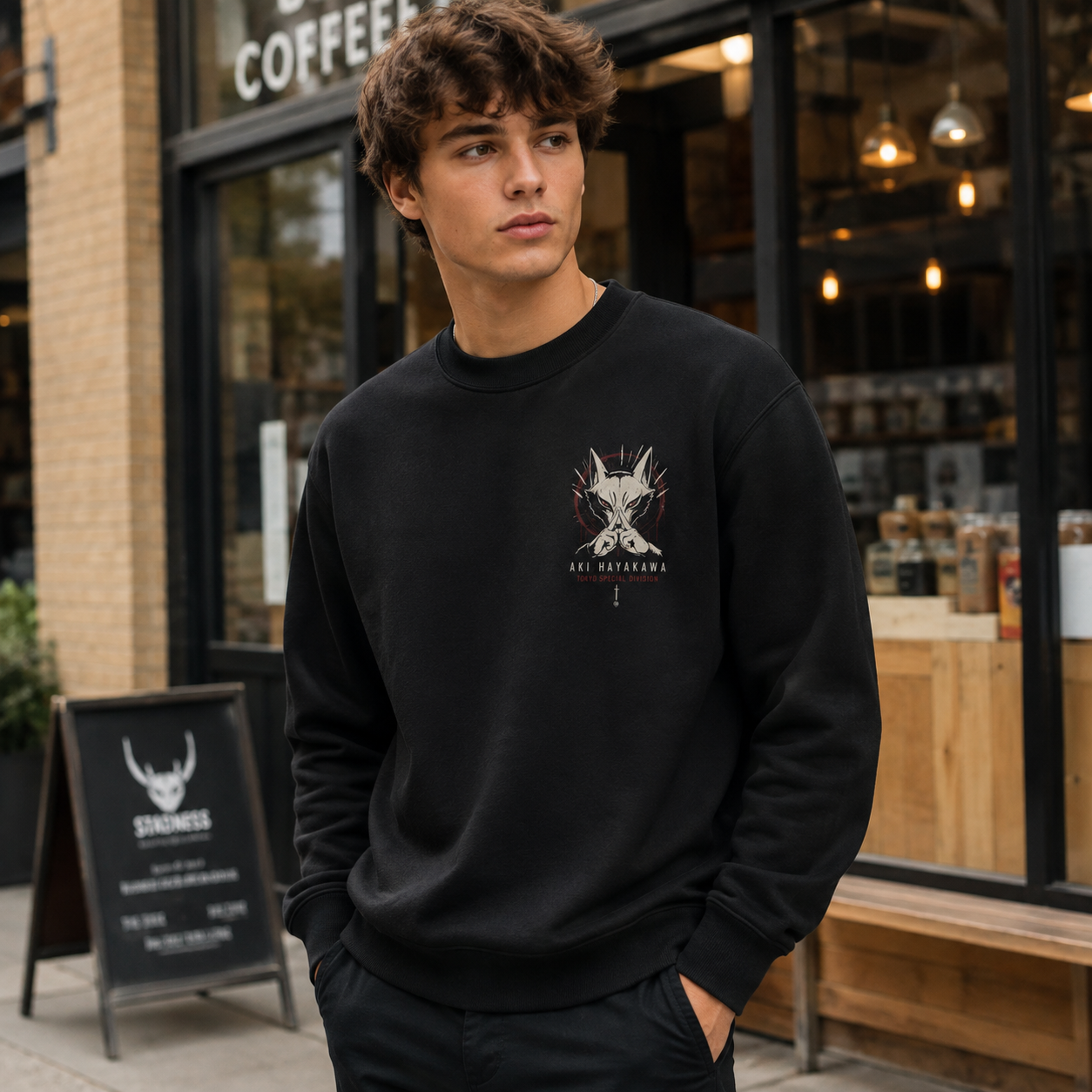 Black sweatshirt with Aki Hayakawa Chainsaw Man Special Division graphic – photo 4