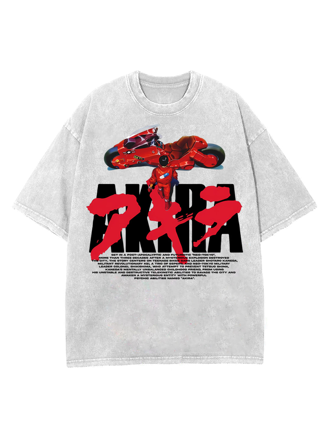 Washed grey t-shirt with Shotaro Kaneda Akira Neo Tokyo graphic – photo 1