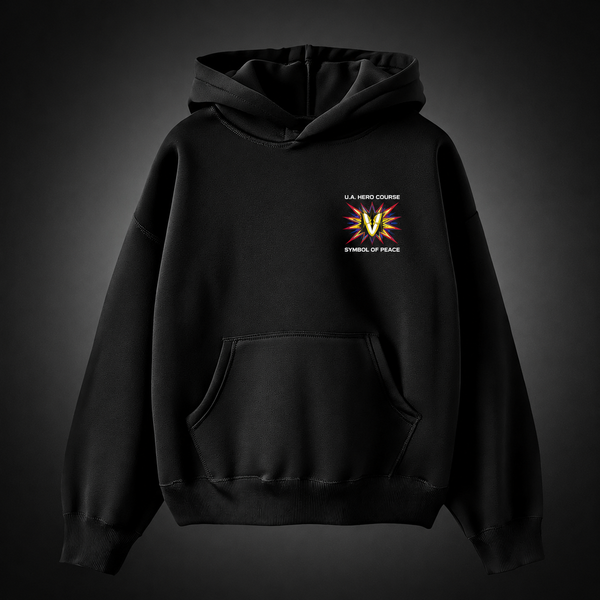 Black hoodie with All Might My Hero Academia Symbol Of Peace graphic – photo 2