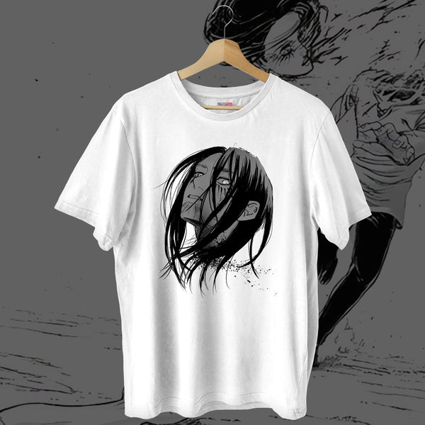 Eren Split Face Portrait Oversized Fit - Attack on Titan Oversized Tee
