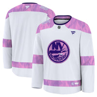 New York Islanders Fanatics White 2024 Hockey Fights Cancer Practice Jersey