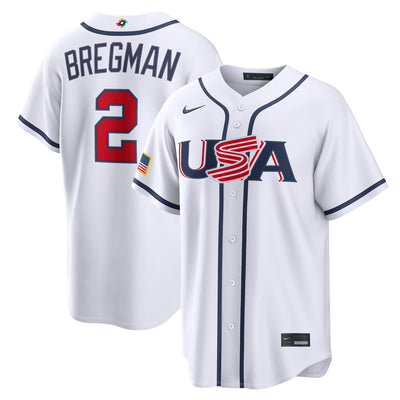 USA Baseball Alex Bregman Nike White 2026 World Baseball Classic Home Stadium Jersey