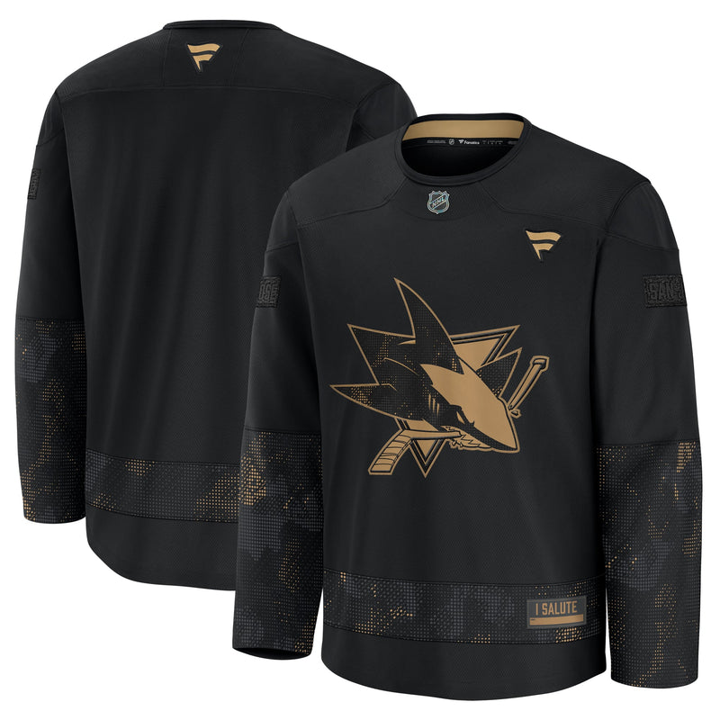 San Jose Sharks Fanatics Black 2024 Military Appreciation Practice Jersey