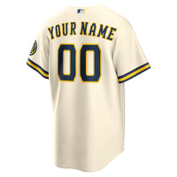Milwaukee Brewers Nike Cream Home Stadium Custom Jersey